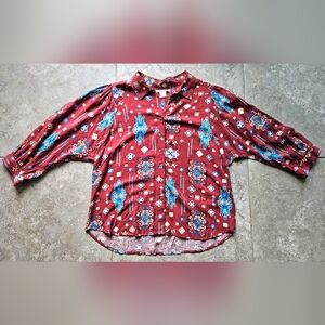 Boho Allison Daley Blouse 3/4 Sleeves 100% Rayon Size PSmall
